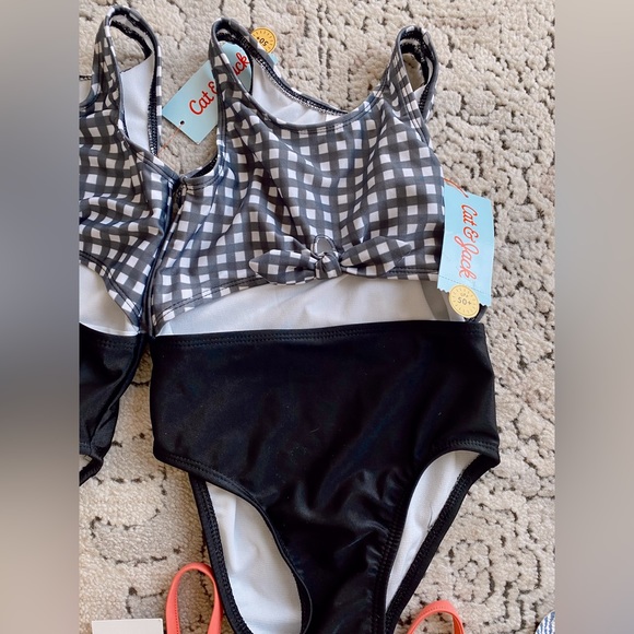 NWT retro 3T one piece checkered gingham swimsuit with bow - Picture 1 of 1